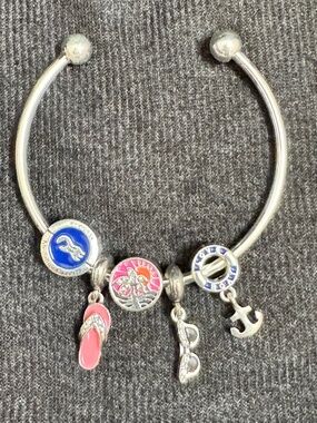 Princess Cruise Silver Charm Bracelet 5 Charms Love Boat